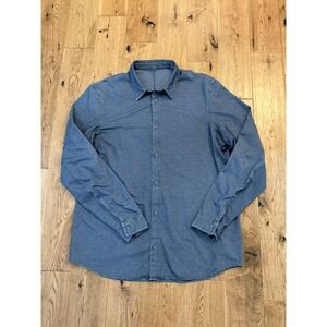 Men's Lululemon Commission Long Sleeve Button Down heathered Blue Large